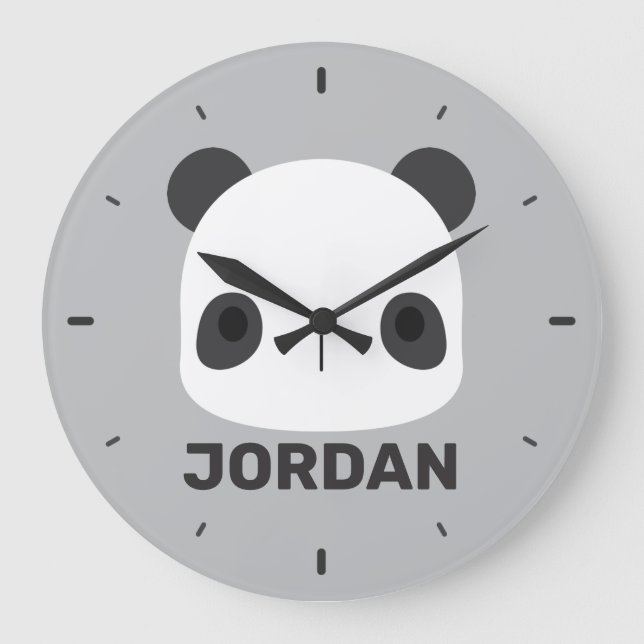 Relógio Grande Urso Panda Bonito com Nome Personalizado (Frente)