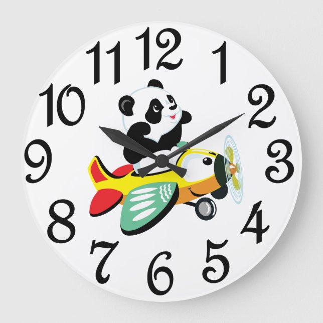 Relógio Grande Urso Panda de Berçário  (Frente)