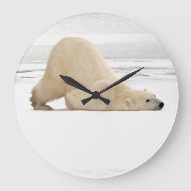 Relógio Grande Urso polar que risca-se na tundra congelada (Frente)