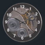 Relógio Grande Ursos 🕰️ Aniversário Especial Prata<br><div class="desc">Obtenha a vista de dentro... mas é apenas uma foto, não a verdadeira entranhas de um relógio. Atualizações de busca a vapor. Números brancos. ⏳ comemorar o amor do eterno com este relógio de muro da Praça do Aniversário do Steampunk Gears! Projetado com charme de vintage, este elegante e embandeado...</div>