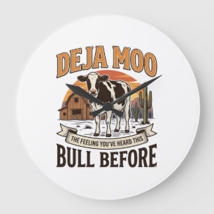 Relógio Grande Vaca engraçada Deja Moo desenho de camisa western