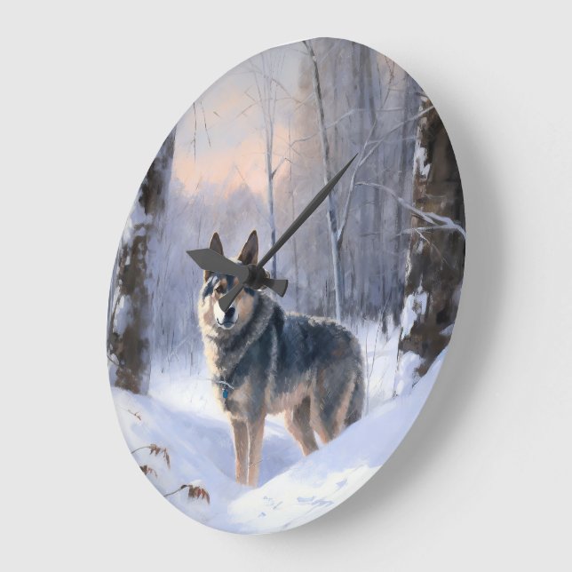 Relógio Grande Vallhund Sueco Deixe Nevar Natal (Ângulo)
