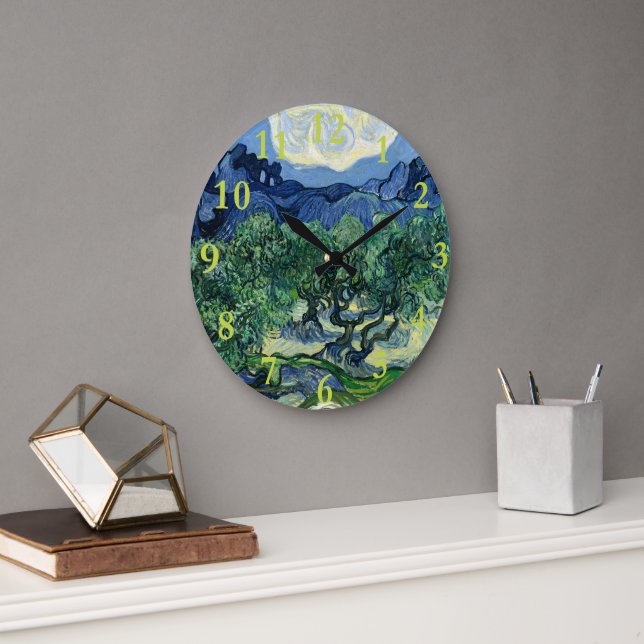 Relógio Grande Van Gogh As Oliveiras Pintura Paisagem (Escritório)