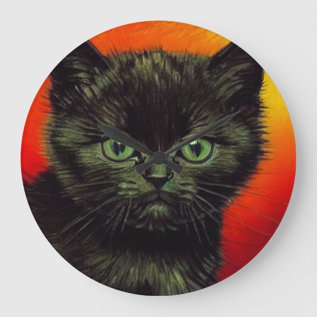 Relógio Grande Van Gogh Black Kitten (Frente)