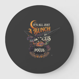 Relógio Grande Vassoura de Bruxa Hocus Pocus Gato Preto Caldeirão