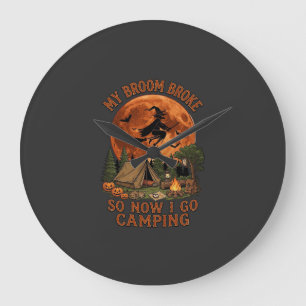 Relógio Grande Vassoura Quebrou Halloween Bruxa Camping Tenda Fog