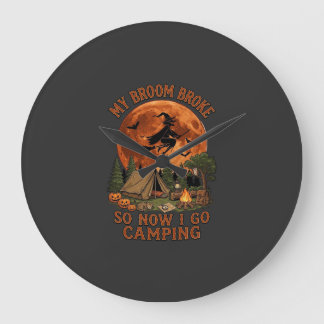 Relógio Grande Vassoura Quebrou Halloween Bruxa Camping Tenda Fog