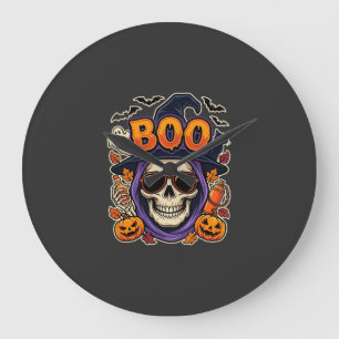 Relógio Grande Vector de Óculos de Sol Crânio Boo de Halloween