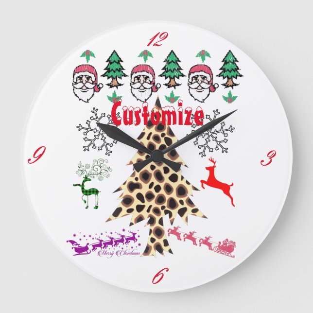 Relógio Grande Velho Natal Aleatório Mishmash Thunder_Cove (Frente)