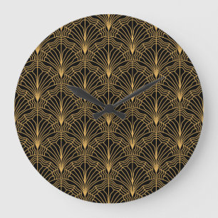Relógio Grande Ventilador da Art Deco: Amarelo Geométrico