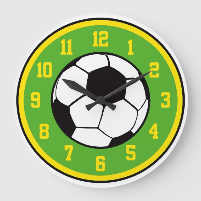 Relógio Grande Verde e amarelo do futebol (Frente)