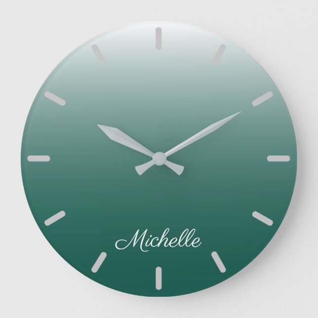 Relógio Grande Verde-gradiente ombre personalizado (Frente)