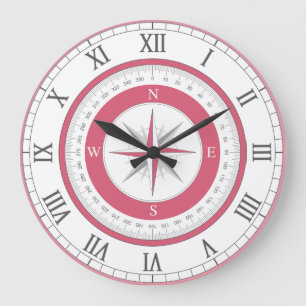 Relógio Grande Vermelho e Branco em Compass Náutico