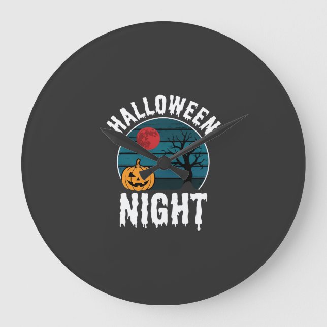Relógio Grande Vetor de árvore de abóbora da noite de Halloween (Frente)