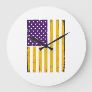 Relógio Grande Vetor de bandeira americana roxa e dourada desgast