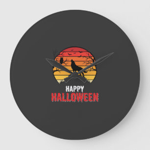 Relógio Grande Vetor de Lobo no Pôr do Sol Feliz Halloween