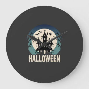 Relógio Grande Vetor de Luar de Casa Assombrada de Halloween