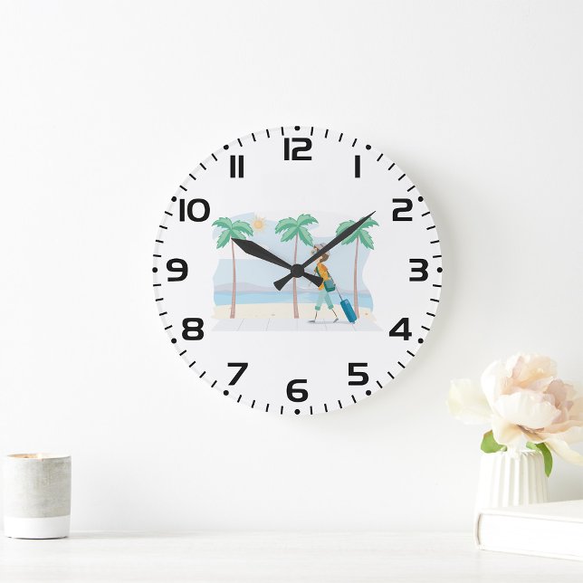 Relógio Grande Viagem de praia do viajante de férias tropicais (Criador carregado)