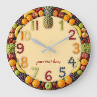 Relógio Grande Vibrant Summer Fruit Salad Wall Clock - Custom