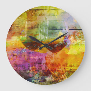 Relógio Grande Vibrant Wine Digital Art Clock