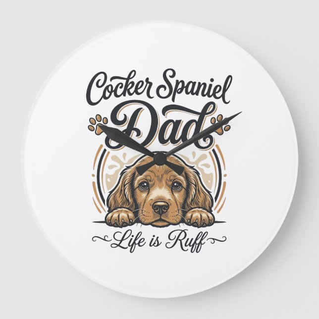 Relógio Grande Vida de Pai Cocker Spaniel É Difícil Camiseta Vint (Frente)