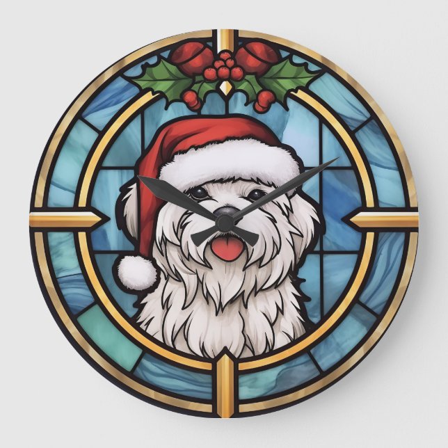 Relógio Grande Vidro Colorido de Natal Maltês (Frente)