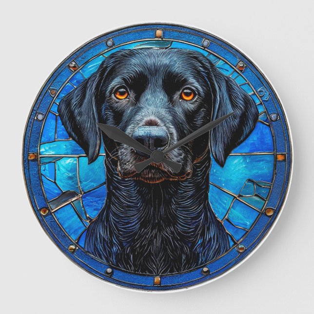 Relógio Grande Vidro lapidado labrador (Frente)