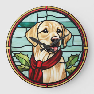 Relógio Grande Vidro Pintado de Natal Labrador