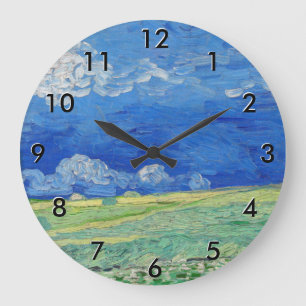 Relógio Grande Vincent van Gogh - Campos de trigo sob nuvens de t
