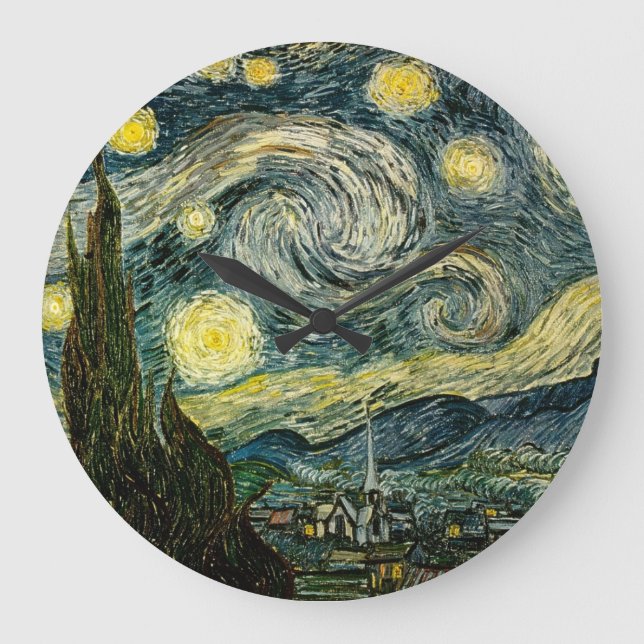 Relógio Grande Vincent van Gogh's The Starry Night (1889) (Frente)