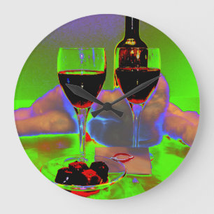 Relógio Grande Vinho e Chocolate com Beijo Surreal
