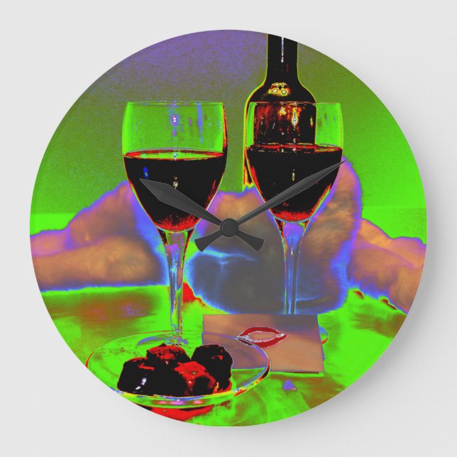 Relógio Grande Vinho e Chocolate com Beijo Surreal (Frente)