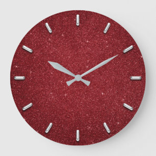Relógio Grande Vinho Metálico de Cinzas de Prata de Ruby Vermelho