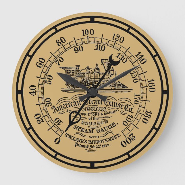 Relógio Grande Vintage 1850 Locomotiva Steampunk Gage (Frente)
