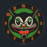 Relógio Grande Vintage Art Deco Halloween Cat<br><div class="desc">Vintage Art Deco Halloween Cat Large Clock</div>