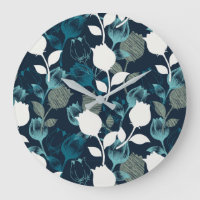 Vintage azul floral padrão de jardim noturno