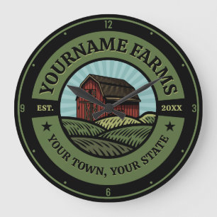 Relógio Grande Vintage Barn ADD NAME País Fazendas Culturas Agríc