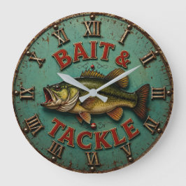 Relógio Grande Vintage Bass Fishing Rustic Lake Cabin Angler