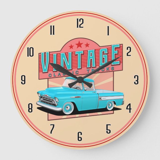 Relógio Grande Vintage Blue American Trucks Large Clock (Frente)
