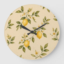 Relógio Grande Vintage Botanical Lemon Blossom Wall Clock
