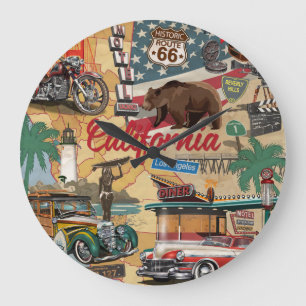 Relógio Grande Vintage California: mapa de atrações turísticas.