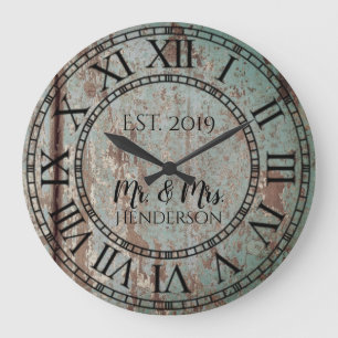 Relógio Grande Vintage Chique Rústico Em Madeira Antiquada Com D