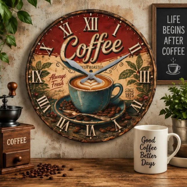 Relógio Grande Vintage Coffee  (Criador carregado)