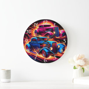 Relógio Grande Vintage com varas quentes correndo sob um sol fero