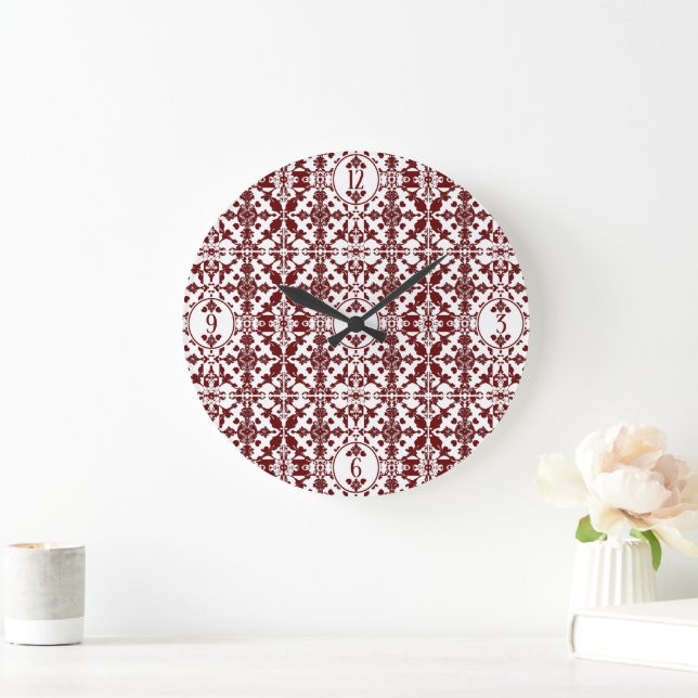 Relógio Grande Vintage Damask Monograma (Lar)