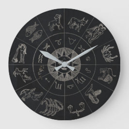 Relógio Grande Vintage Dark Horoscope Astrologia Zodiac Sinal