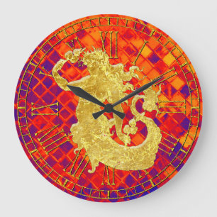 Relógio Grande Vintage Dourada Sereia