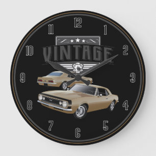 Relógio Grande Vintage Dourado Camaro Large Clock