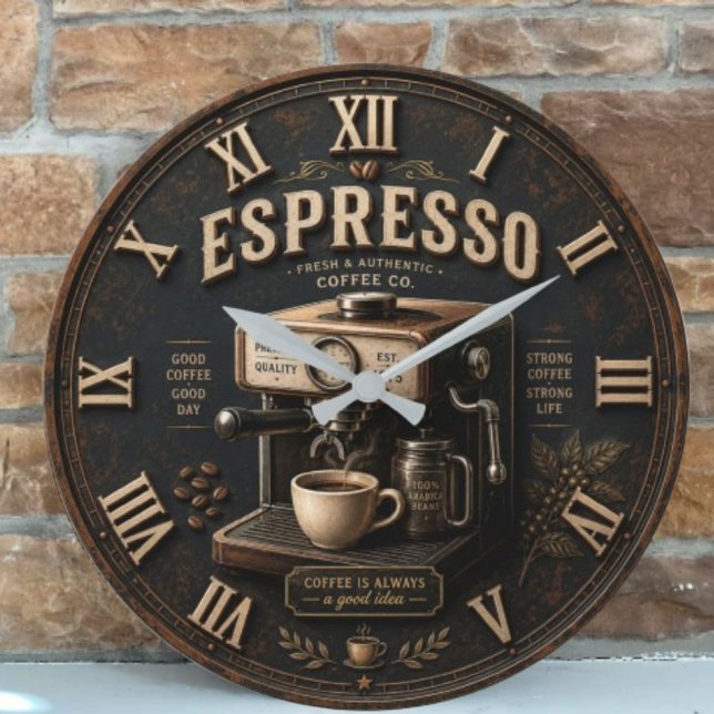 Relógio Grande Vintage Espresso Coffee Machine  (Criador carregado)