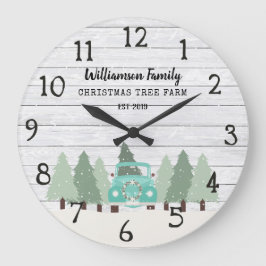 Relógio Grande Vintage Farmhouse Christmas - Family Name Clock -